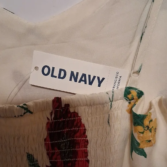 Cream Yellow and Red Camisole Mini Dress with Floral Design - Picture 5 of 6